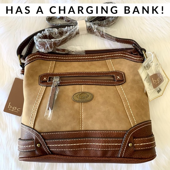 b.o.c. Handbags - Tan b.o.c. by Born Cronton crossbody w/ powerbank